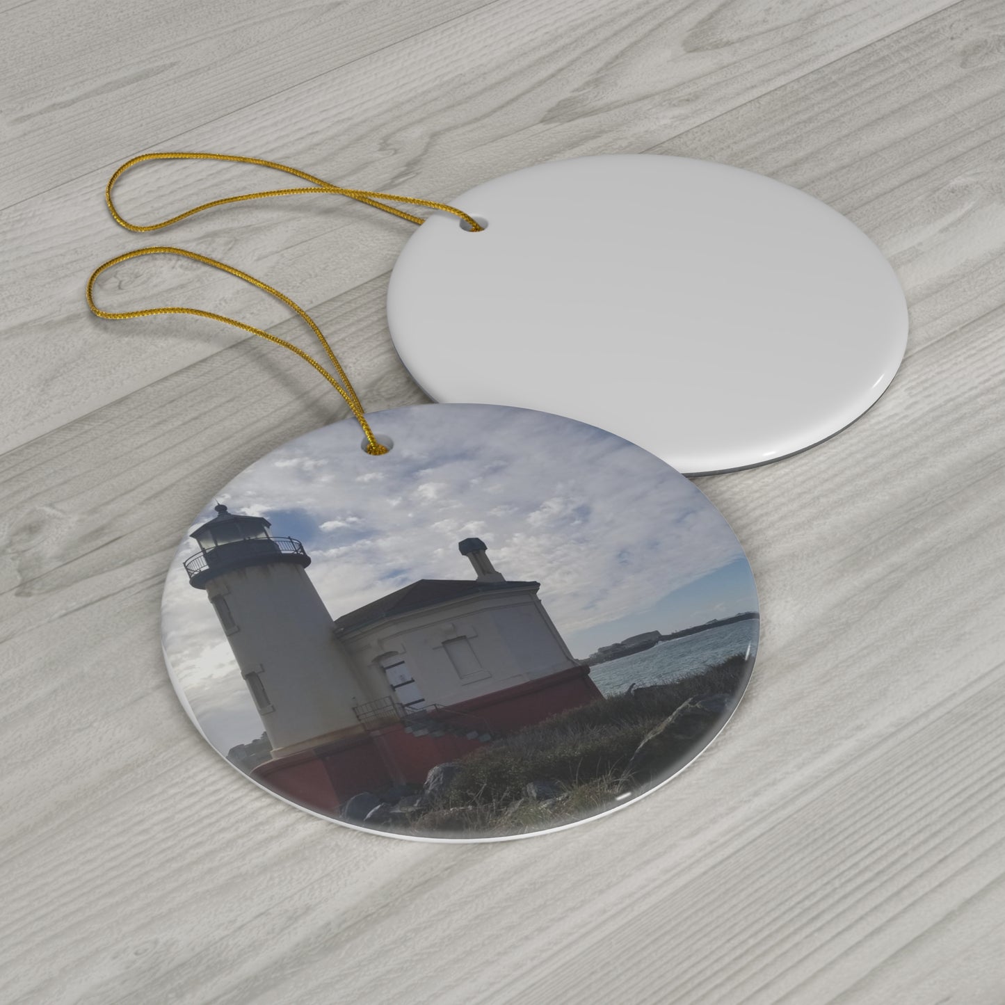 Coquille River Lighthouse Ceramic Ornament, 4 Shapes